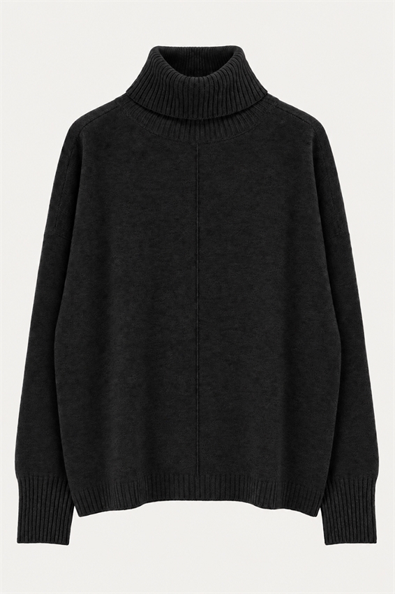 MAGLIA COLLO ALTO CON RIGA DAV. MISTO CASHMERE