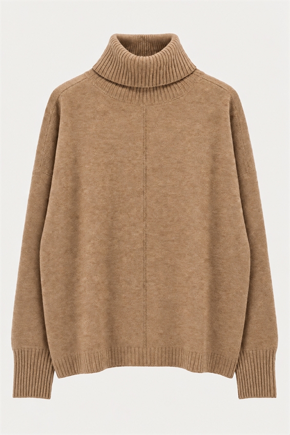 MAGLIA COLLO ALTO CON RIGA DAV. MISTO CASHMERE
