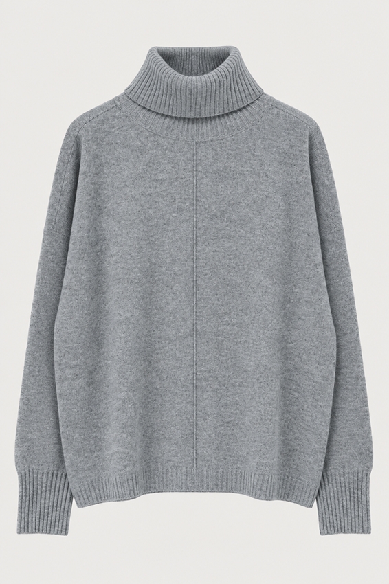 MAGLIA COLLO ALTO CON RIGA DAV. MISTO CASHMERE
