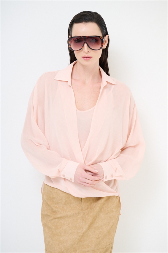 BLUSA CON INCROCIO DAV. E CON CANOTTA CIPRIA