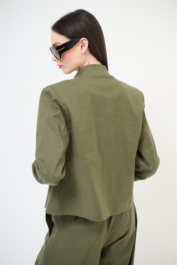 GIACCA CAVALLERIZZA CON APPL. RICAMI NERI VERDE MILITARE