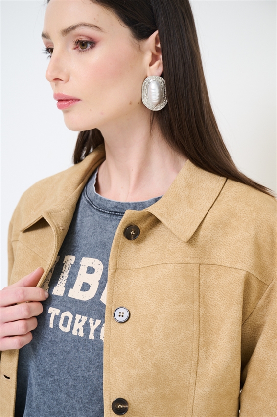 GIACCA MONOPETTO AVVITATA CROSTA SABBIA