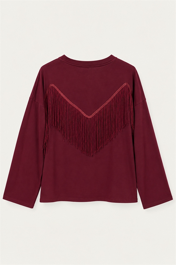 MAGLIA OVER PARICOLLO CON FRANGE