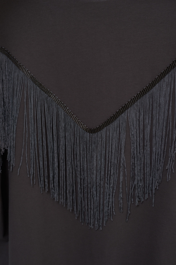 MAGLIA OVER PARICOLLO CON FRANGE