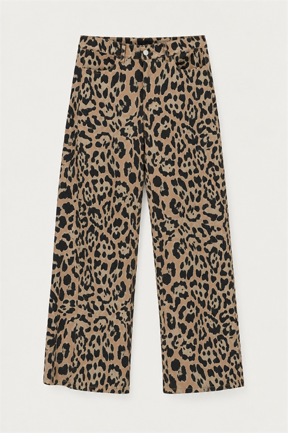 PANTALONE LARGO STAMPA MACULATA + CINTURA