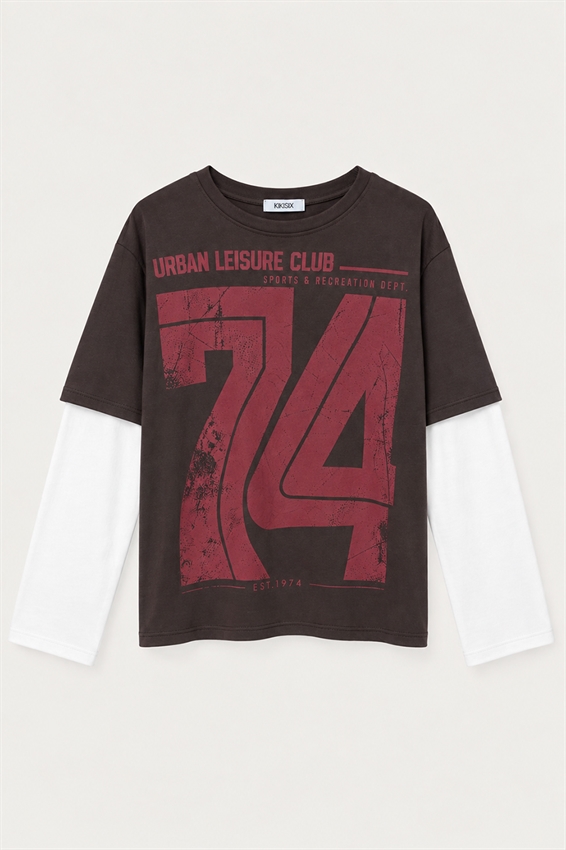 T-SHIRT OVER MANICA A CONTRASTO STAMPA 76