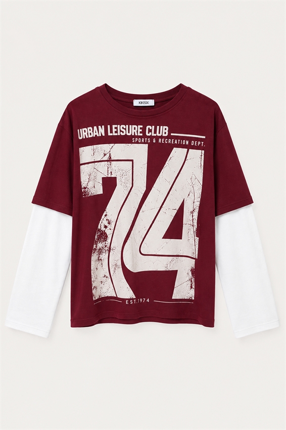 T-SHIRT OVER MANICA A CONTRASTO STAMPA 76