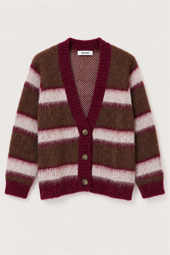 CARDIGAN SCOLLO V PROFONDO RIGATO