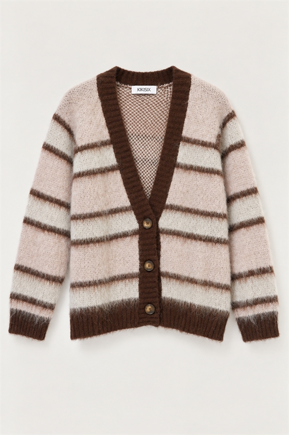 CARDIGAN SCOLLO V PROFONDO RIGATO