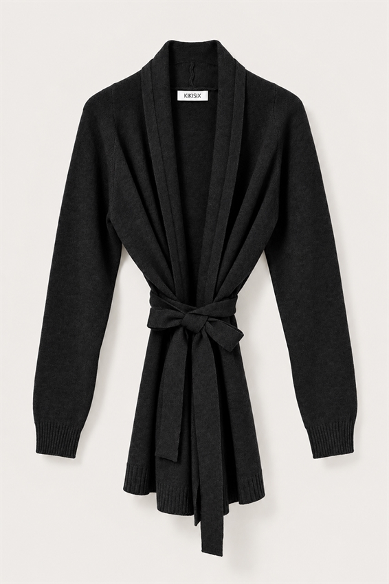 CARDIGAN MIDI APERTO CON CINTURA