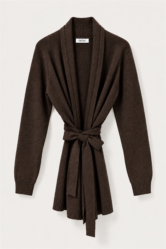 CARDIGAN MIDI APERTO CON CINTURA
