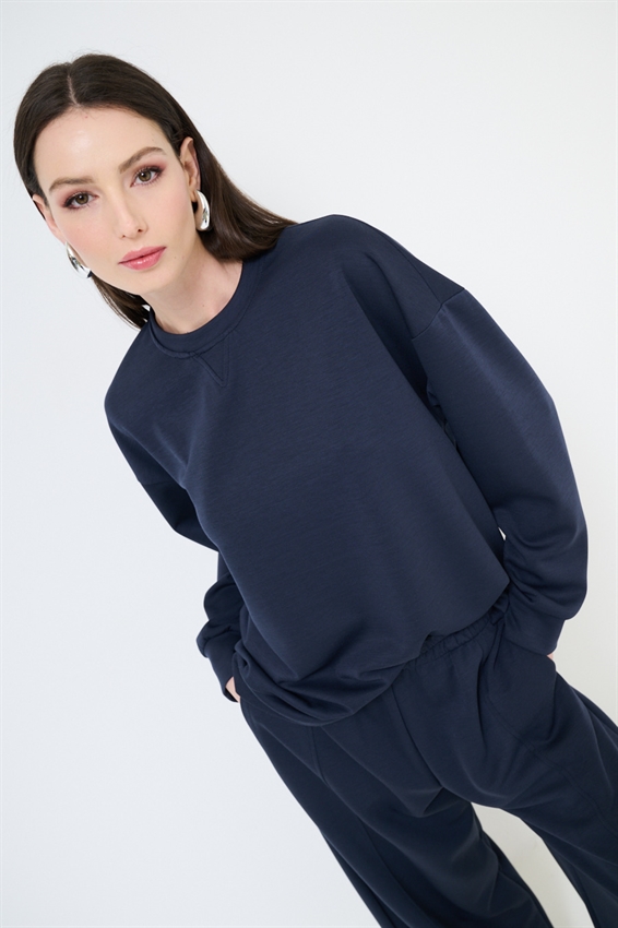 MAGLIA OVERSIZE LUNGA MODAL BLU
