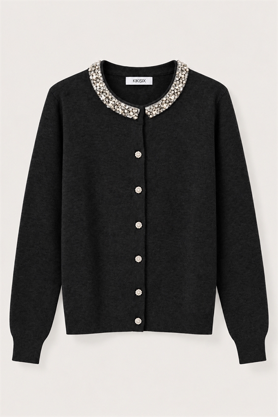 CARDIGAN COLLO E BOTTONI GIOIELLO