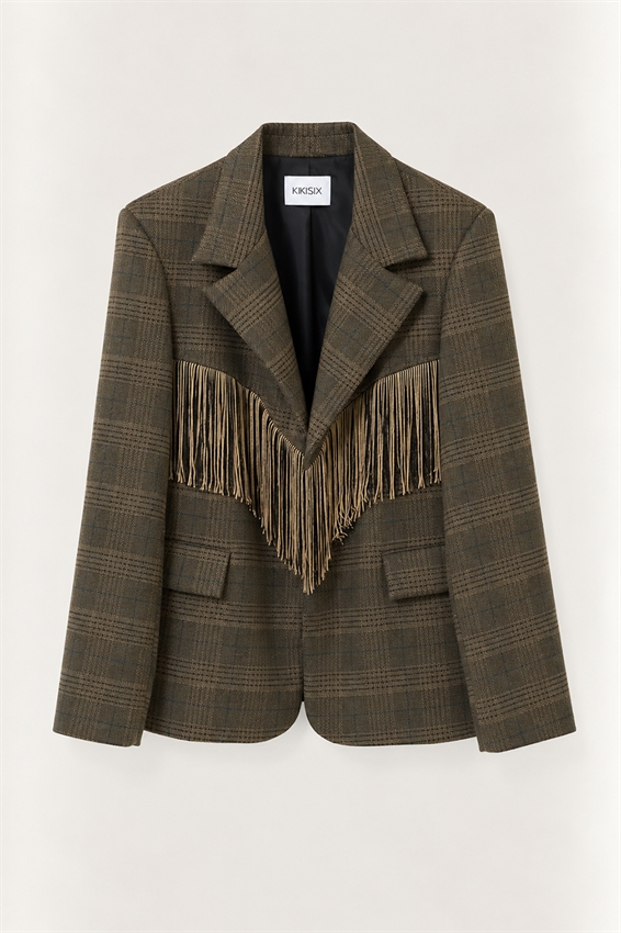 GIACCA CON FRANGE CHECK