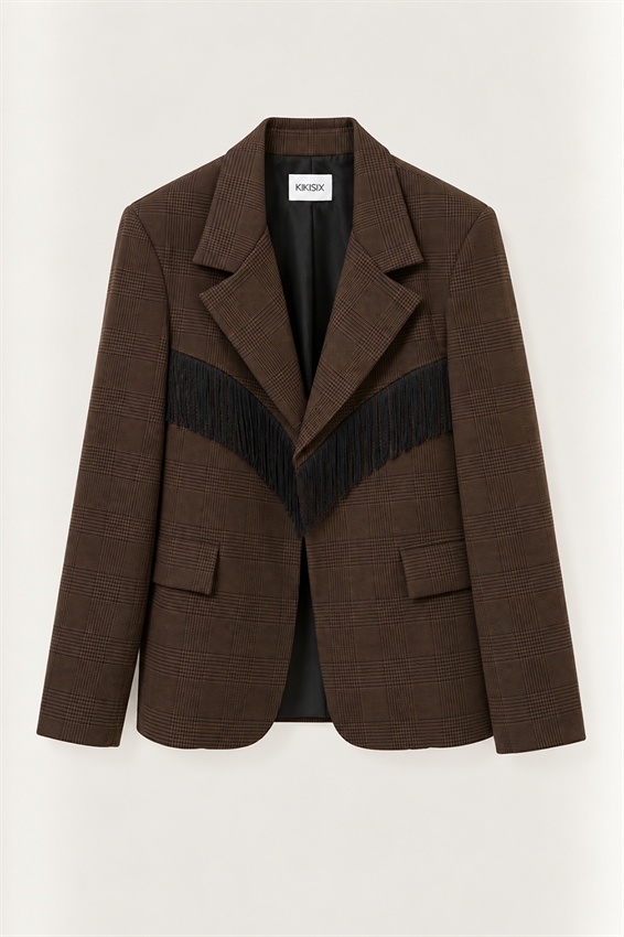 GIACCA CON FRANGE CHECK