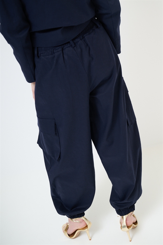 PANTALONE CARGO IN GABARDINA BLU