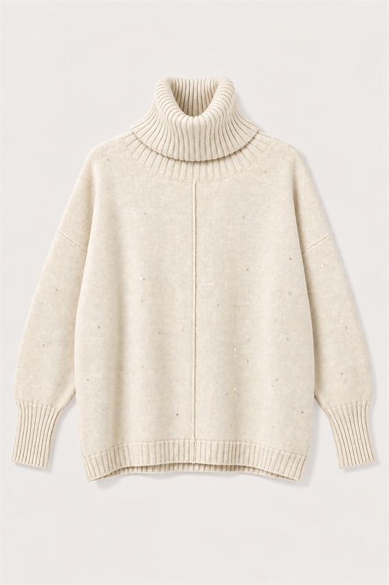 MAGLIA OVER COLLO ALTO MICRO PAILLETTES