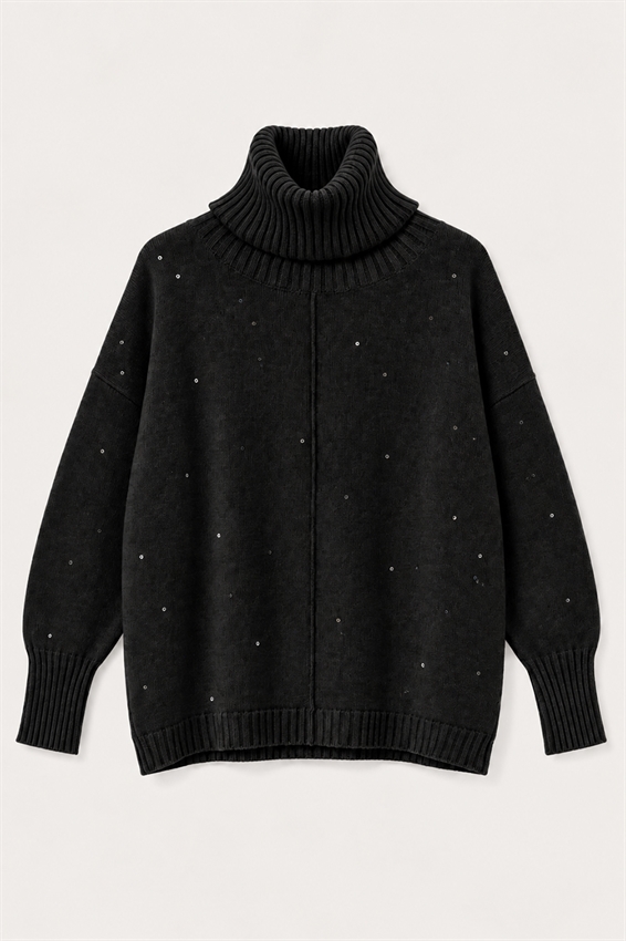 MAGLIA OVER COLLO ALTO MICRO PAILLETTES