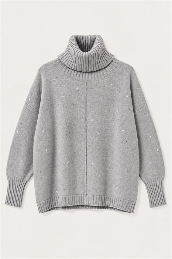MAGLIA OVER COLLO ALTO MICRO PAILLETTES