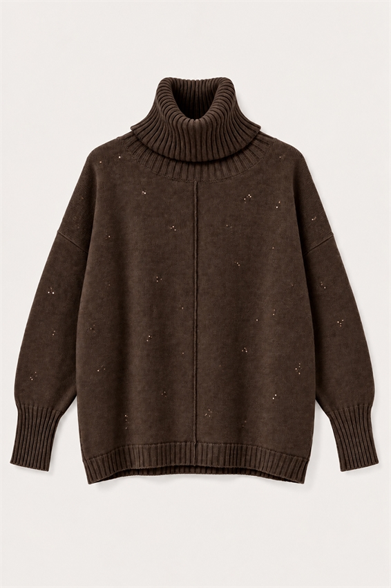 MAGLIA OVER COLLO ALTO MICRO PAILLETTES