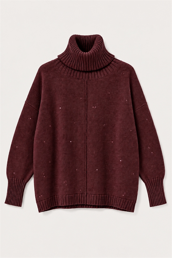 MAGLIA OVER COLLO ALTO MICRO PAILLETTES