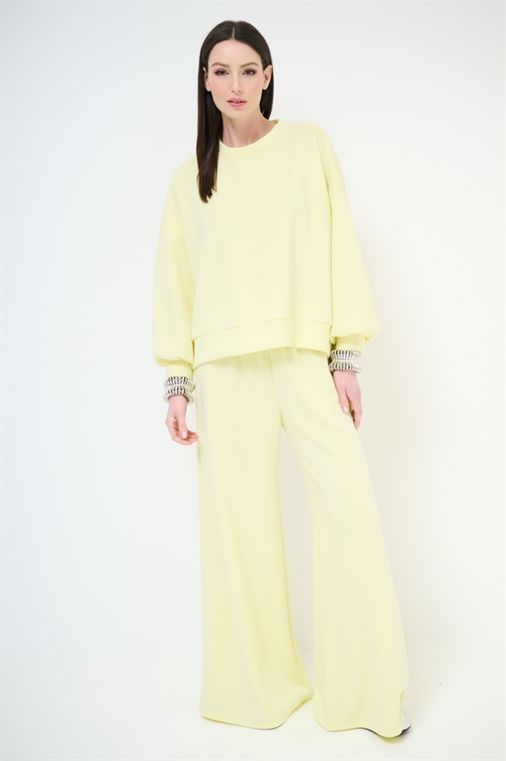 PANTAPALAZZO IN FELPA MODAL CON COULISSE GIALLO