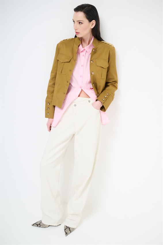 PANTALONE CON ABBOTTONATURA ASIMMETRICA BURRO