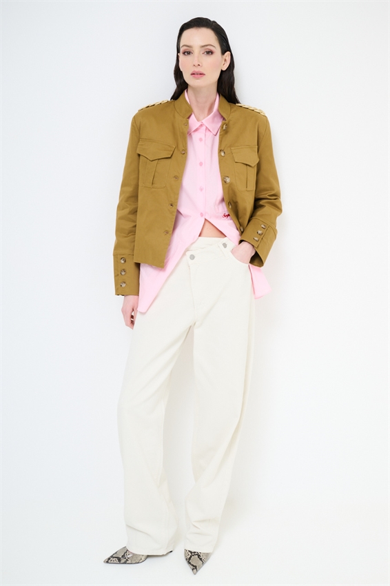 PANTALONE CON ABBOTTONATURA ASIMMETRICA BURRO