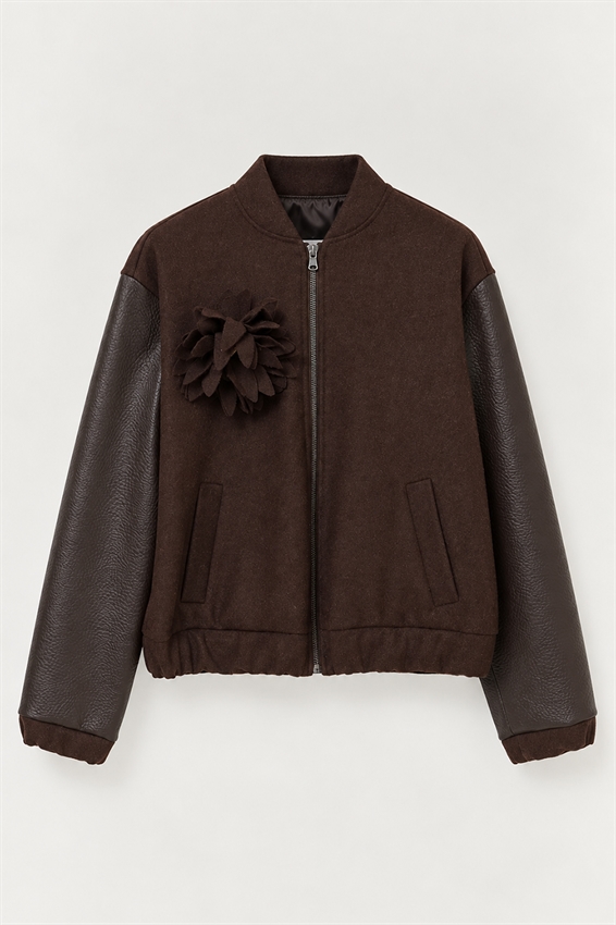BOMBER MANICHE ECOPELLE CON SPILLA