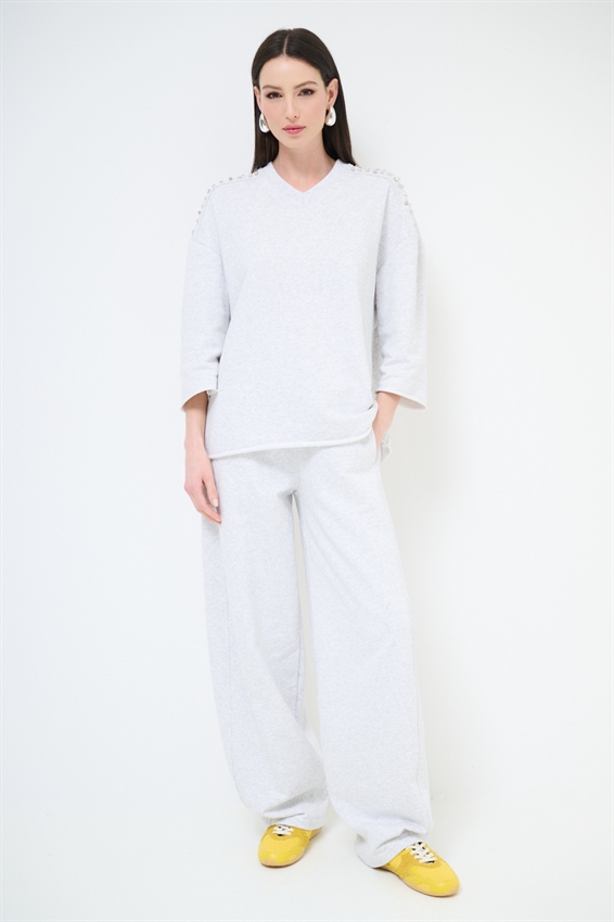 PANTALONE IN FELPA BALLOON GRIGIO CHIARO