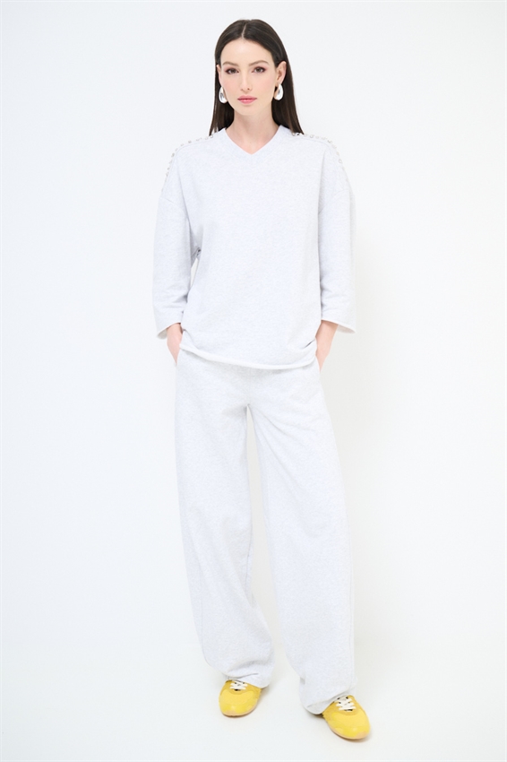 PANTALONE IN FELPA BALLOON GRIGIO CHIARO