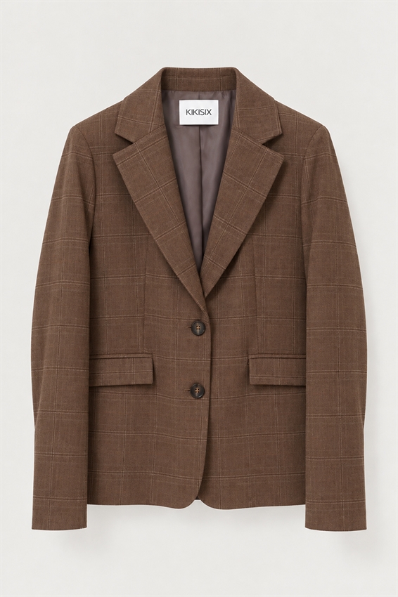 GIACCA CHECK CON RICAMO A SCATOLINA