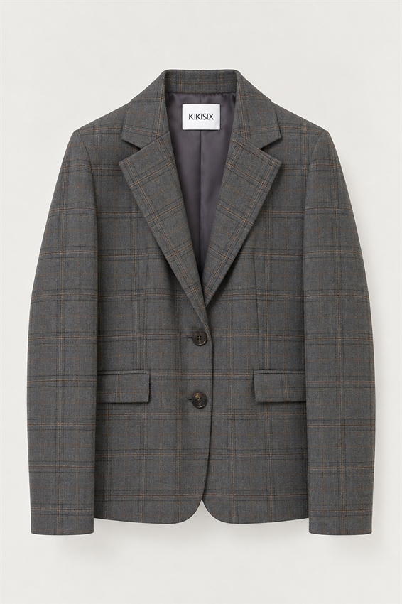 GIACCA CHECK CON RICAMO A SCATOLINA
