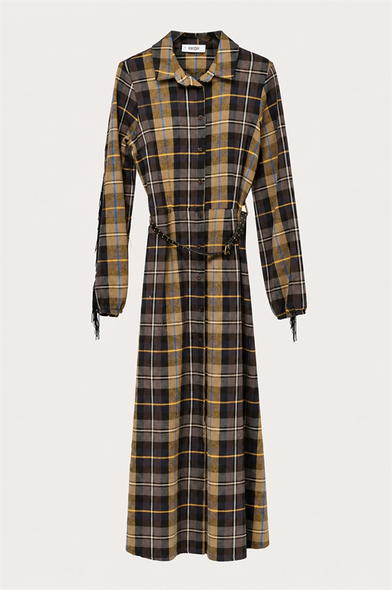 ABITO CHEMISIER CON FRANGE DIETRO CHECK