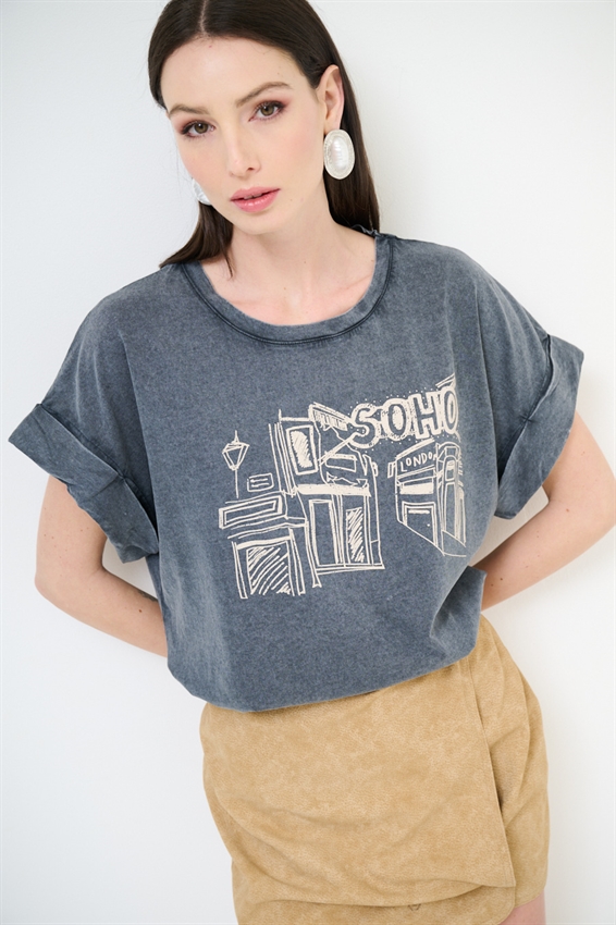 T-SHIRT STAMPA SOHO GRIGIO