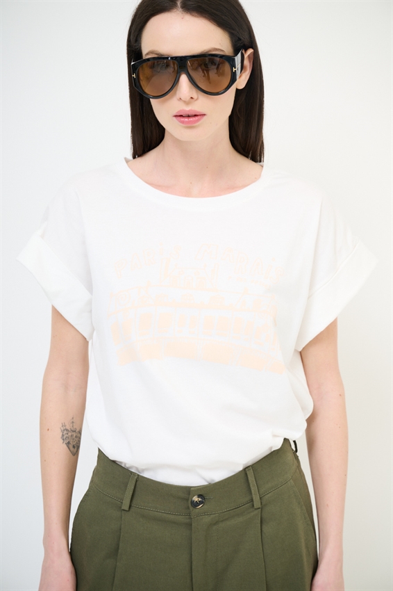 T-SHIRT STAMPA PARIS BIANCO