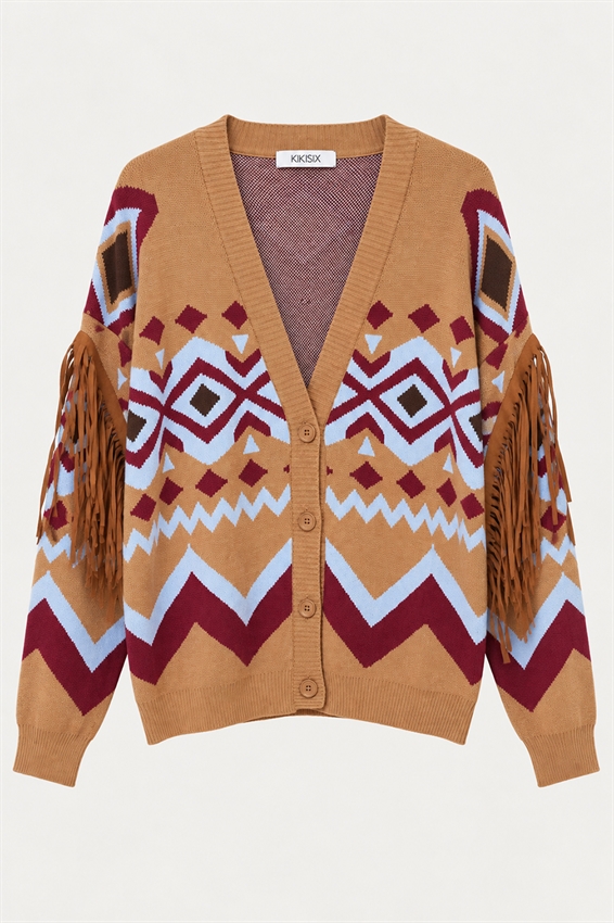 CARDIGAN SCOLLO V JACQUARD ETNICO