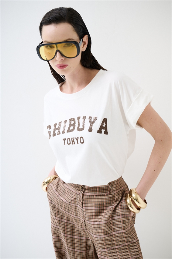 T-SHIRT STAMPA SHIBUYA BIANCO