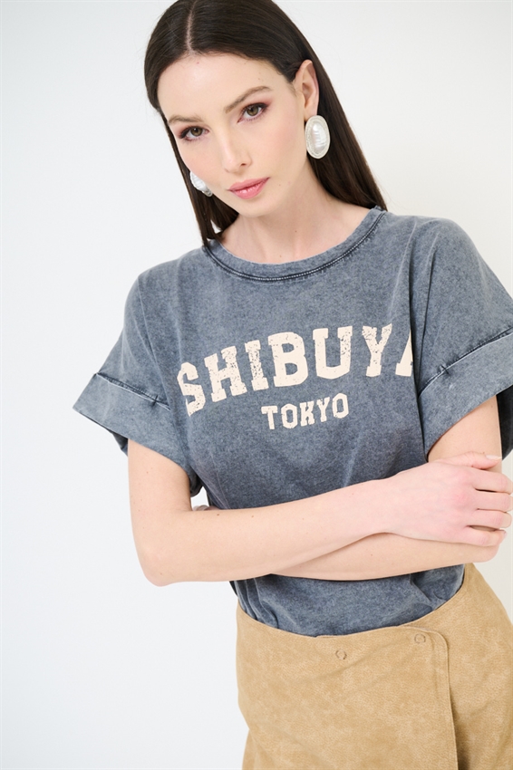 T-SHIRT STAMPA SHIBUYA GRIGIO