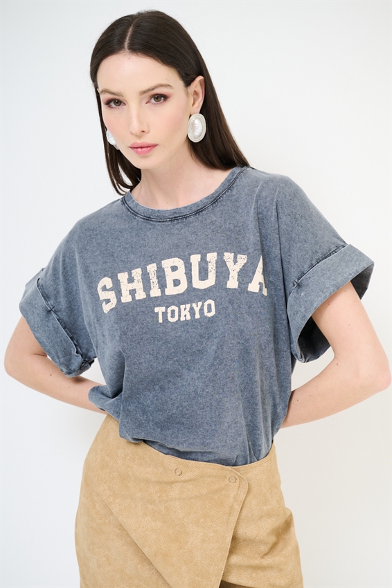 T-SHIRT STAMPA SHIBUYA GRIGIO