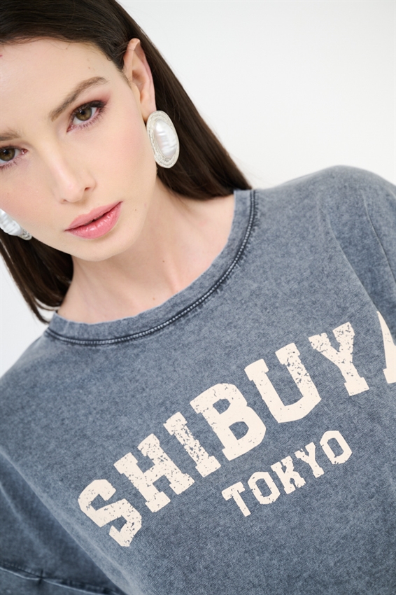 T-SHIRT STAMPA SHIBUYA GRIGIO