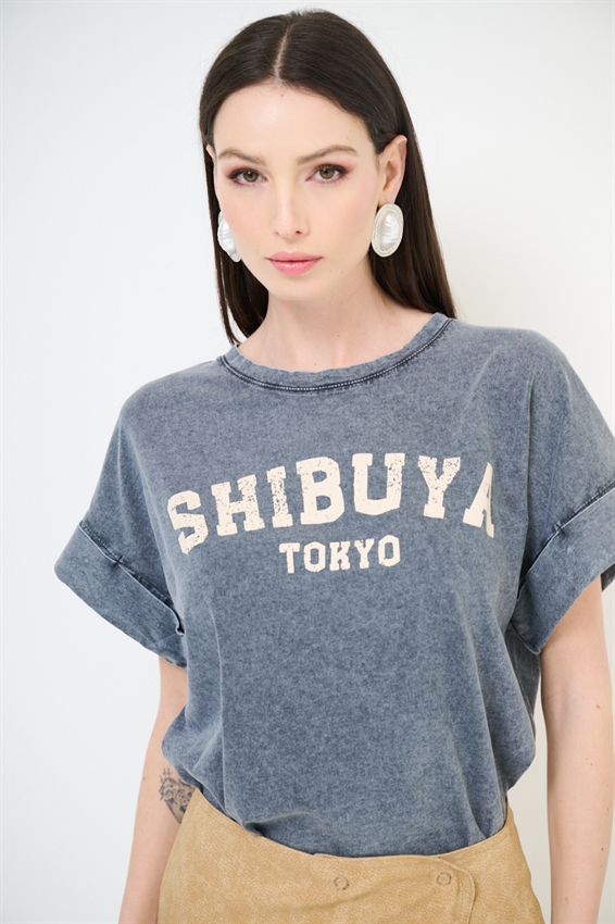 T-SHIRT STAMPA SHIBUYA GRIGIO