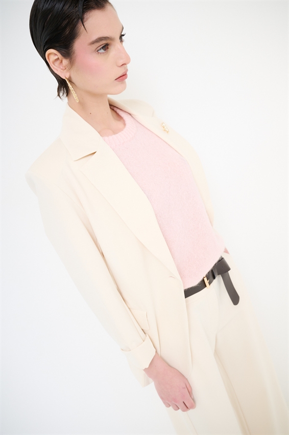 GIACCA BASIC PUNTO MILANO CON PATTINE E SPILLE BURRO