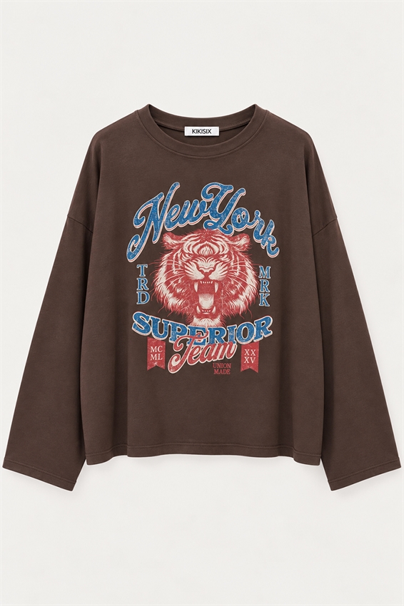 T-SHIRT MANICA CAMPANA TIGRE NEW YORK