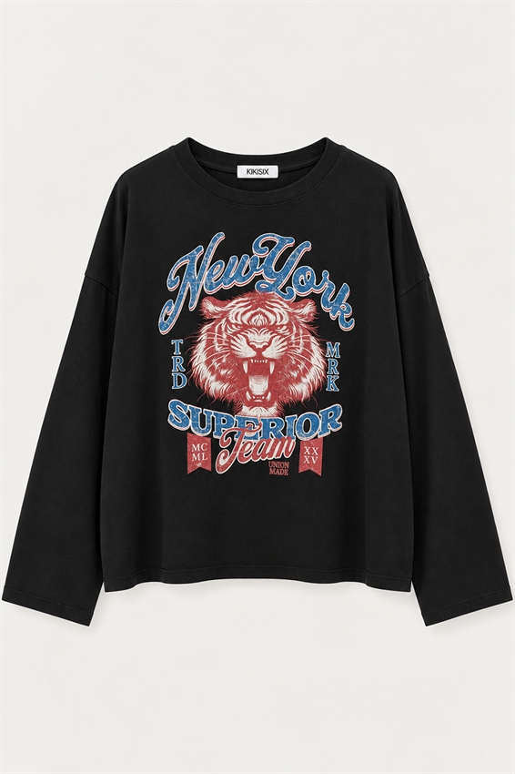 T-SHIRT MANICA CAMPANA TIGRE NEW YORK