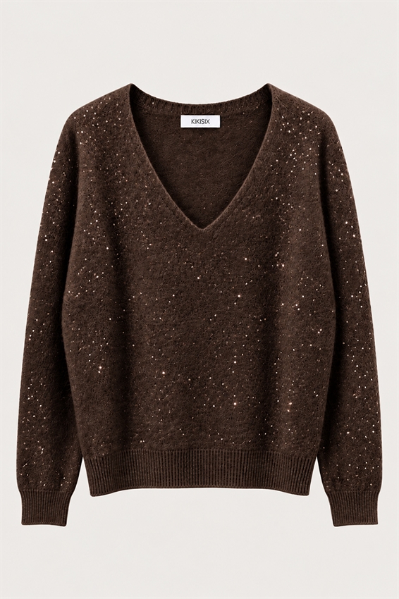 MAGLIA SCOLLO V PAILLETTES