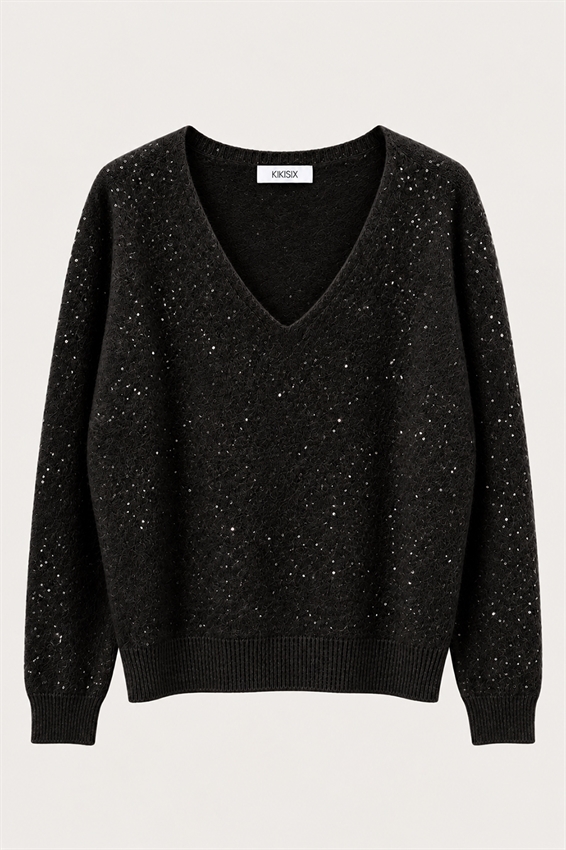 MAGLIA SCOLLO V PAILLETTES