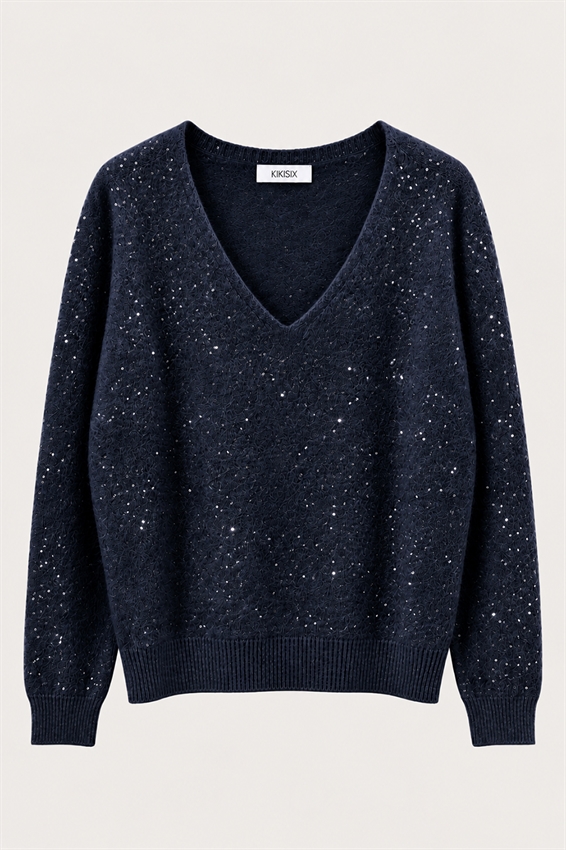 MAGLIA SCOLLO V PAILLETTES