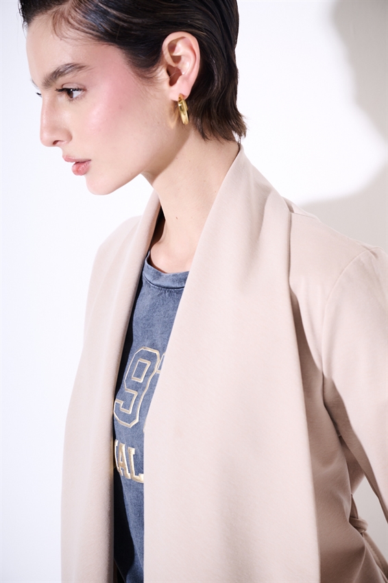 GIACCA KIMONO CON CINTURA IN PUNTO MILANO SABBIA