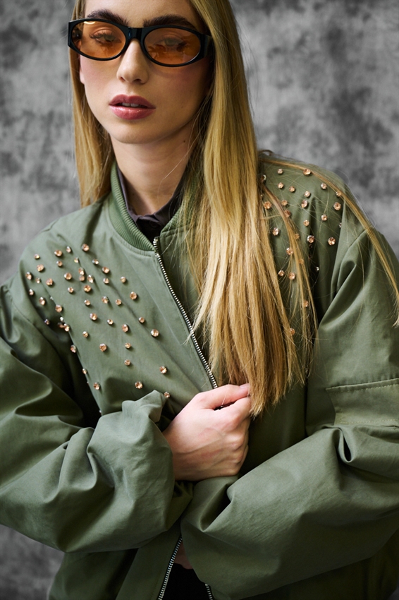 BOMBER CORTO CASTONI ROSA ARMY